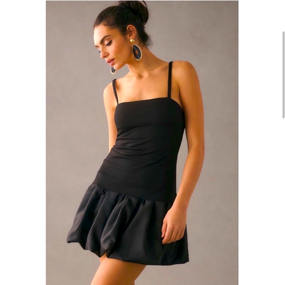 Anthropologie Sunday in Brooklyn Black Drop Waist Knit Bubble Mini Dress Medium